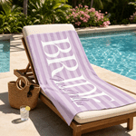 Personalised Stripes Bride Quick Dry Oversized Beach Towel with Name Honeymoon Travel Wedding Gift for Bride