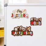 Personalized Cute Flower Pencil Teacher Elements Whiteboard Magnet with Title and Surname Interactive Teaching Tool Back to School Gift for Teachers