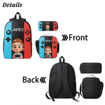 Personalized Colorful Gamepad Cartoon Character Backpack Lunch Bag Pencil Case with Name Back to School Set of 3 Birthday Gift for Kid