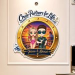 Personalized Cartoon Couple Character Cruise Fridge Magnet with Name Home Decor Birthday Summer Travel Gift for Couple Newlyweds