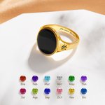 Anillo de plata 925 personalizado con foto oculta activada por calor con piedras de nacimiento y texto regalo de cumpleaños y aniversario para mujer