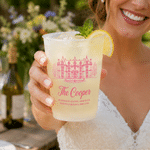 Personalized Line Style Photo Frosted Food-Grade Plastic Cup with Text and Place Set of 10 Wedding Party Gift for Bride Newlywed