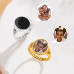 Anillo de plata 925 personalizado con foto oculta activada por calor con piedras de nacimiento y texto regalo de cumpleaños y aniversario para mujer