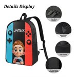 Personalized Colorful Gamepad Cartoon Character Backpack Lunch Bag Pencil Case with Name Back to School Set of 3 Birthday Gift for Kid
