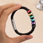 Personalized Medical Emergency Alert ID Bracelet with Engraved Text & 1-10 Rings Emergency Survival Gift for Men Women