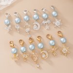Personalised Bling Rhinestone Something Blue Pearl Bridal Bouquet Charm with Name and Card Anniversary Bridal Shower Wedding Gift for Bride