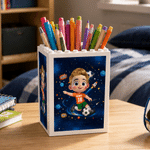 Personalised Cartoon Football Character Building Blocks Brick Pen Holder with Name Desk Decor Back to School Birthday Gift for Kids