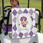 Personalised Cartoon Golf Character Sports Towel with Name and Hanging Clip Outdoor Activities Use Golf Club Birthday Gift for Golf Lover