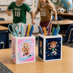 Personalised Cartoon Football Character Building Blocks Brick Pen Holder with Name Desk Decor Back to School Birthday Gift for Kids