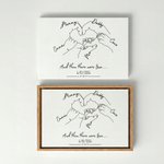 Personalized 3-6 Hand Patterns Line Drawing Modern Canvas Prints with Name Text and Date Ship from USA Nursery Gift for New Parents Newborns Family