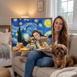 Personalisierte Van Gogh Kunst Stil Foto schwimmenden Rahmen Leinwand Drucke Wohnzimmer Home Decor Geburtstag Geschenk für Familie Freunde