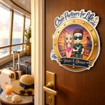 Personalized Cartoon Couple Character Cruise Fridge Magnet with Name Home Decor Birthday Summer Travel Gift for Couple Newlyweds