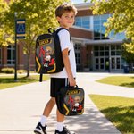 Personalized Cute Cartoon Character Excavator Backpack Lunch Bag Pencil Case Set with Name Back to School Birthday Gift for Kids