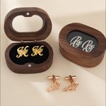 Custom Laurel Initial Men's Cufflinks | Engraved with Name Anniversary Birthday Gift for Best Man Husband