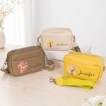 Personalized Birth Flower Bouquet PU Leather Adjustable Crossbody Bag with Name Birthday Anniversary Gift for Woman Bridesmaid