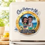 Personalized Cartoon Couple Character Cruise Fridge Magnet with Name Home Decor Birthday Summer Travel Gift for Couple Newlyweds