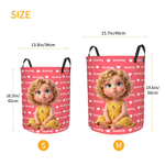 Personalized Cute Cartoon Character Large Waterproof Laundry Basket with Name Home Decor Housewarming Birthday Gift for Family