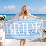 Personalised Stripes Bride Quick Dry Oversized Beach Towel with Name Honeymoon Travel Wedding Gift for Bride