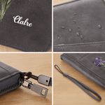 Personalized Birth Flower PU Leather Passport Holder Wallet with Name Travel Essential Birthday Gift for Women