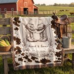 Custom Cowboy Tassel Throw Blanket with Names | Birthday Anniversary Wedding Gift for Newlyweds