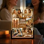 Luz nocturna acrílica LED personalizada con 6 fotos y nombre con base de madera regalo de cumpleaños y aniversario para familia amigos y pareja