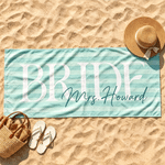 Personalised Stripes Bride Quick Dry Oversized Beach Towel with Name Honeymoon Travel Wedding Gift for Bride