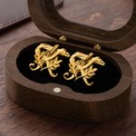 Custom Laurel Initial Men's Cufflinks | Engraved with Name Anniversary Birthday Gift for Best Man Husband
