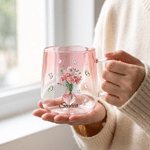 Personalised Butterfly Birth Flower 3D Heart Ornament Heat Resistant Glass Mug with Name Mother's Day Birthday Gift for Mum Woman