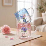 Personalised Butterfly Birth Flower 3D Heart Ornament Heat Resistant Glass Mug with Name Mother's Day Birthday Gift for Mum Woman