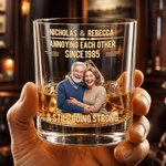 Personalised Retro Cartoon Photo Funny 10 oz Whisky Glass with Name and Year Housewarming Birthday Gift for Couple Wine Lovers Friends