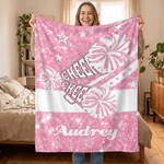 Personalised Multicolour Sparkle Cheerleading Skin-Friendly Warm Blanket with Name Cheer Camp Birthday Team Gift for Cheerleader