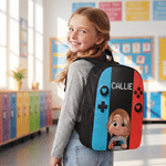 Personalized Colorful Gamepad Cartoon Character Backpack Lunch Bag Pencil Case with Name Back to School Set of 3 Birthday Gift for Kid