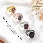 Anillo de plata 925 personalizado con foto oculta activada por calor con piedras de nacimiento y texto regalo de cumpleaños y aniversario para mujer