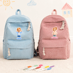 Personalized 3D-Style Design Kid Character Corduroy Backpack with Name Daily Use Back to School Birthday Gift for Girls Boys