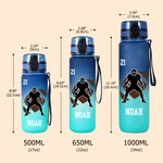 Personalised Rugby Player Silhouette Name Gradient Sports Water Bottle with Flip Lid Training Birthday Gift for Teen Rugby Lover Young Athlete