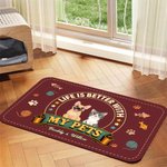 Personalised Cartoon Pet Photo Dog Cat PU Leather Food Mat with Name Daily Use Birthday Gift for Pet Lovers Owners Friends