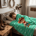 Personalized 3D-Style Design Cartoon Cowboy Cowgirl Character Soft Throw Blanket with Name Home Decor Birthday Gift for Kids