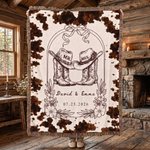 Custom Cowboy Tassel Throw Blanket with Names | Birthday Anniversary Wedding Gift for Newlyweds