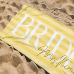 Personalised Stripes Bride Quick Dry Oversized Beach Towel with Name Honeymoon Travel Wedding Gift for Bride
