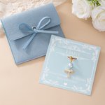 Personalised Bling Rhinestone Something Blue Pearl Bridal Bouquet Charm with Name and Card Anniversary Bridal Shower Wedding Gift for Bride
