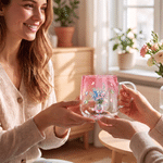 Personalised Butterfly Birth Flower 3D Heart Ornament Heat Resistant Glass Mug with Name Mother's Day Birthday Gift for Mum Woman