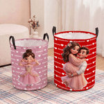 Personalized Cute Cartoon Character Large Waterproof Laundry Basket with Name Home Decor Housewarming Birthday Gift for Family