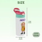 Personalised Cute Basketball Cartoon Character 12 oz Insulated Water Bottle with Straw and Name Back to School Birthday Team Gift for Kid