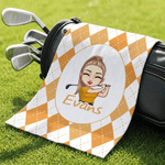 Personalised Cartoon Golf Character Sports Towel with Name and Hanging Clip Outdoor Activities Use Golf Club Birthday Gift for Golf Lover