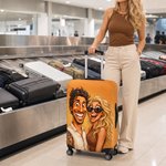 Personalized Exaggerated Comic Photo Luggage Cover Fits 18-32 Inches Suitcase Daily Use Travel Accessories Birthday Gift for Travel Lovers Couples