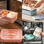 Personalised Multicolour Initial Name Lunch Box with Cutlery and Microwavable Picnic Work Use Birthday Back to School Gift for Office Staff Student