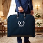Personalised Durable Embroidered Name or Monogram Suit Bag with Leather Handle Travel Essentials Birthday Wedding Gift for Men Groomsmen