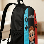 Personalized Colorful Gamepad Cartoon Character Backpack Lunch Bag Pencil Case with Name Back to School Set of 3 Birthday Gift for Kid