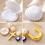 Broche de seguridad personalizado de perlas y cruz con inicial y colgante regalo de bautizo para niños y mujeres