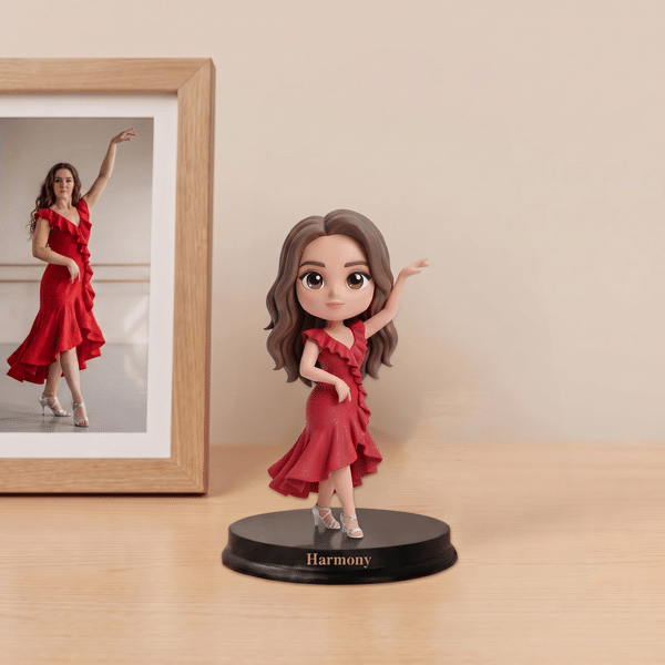 Adorno personalizado con foto creativa convertida en estatua de bailarina de dibujos animados en 3D con texto; decoración para el escritorio de la oficina; regalo de cumpleaños para bailarinas y colec